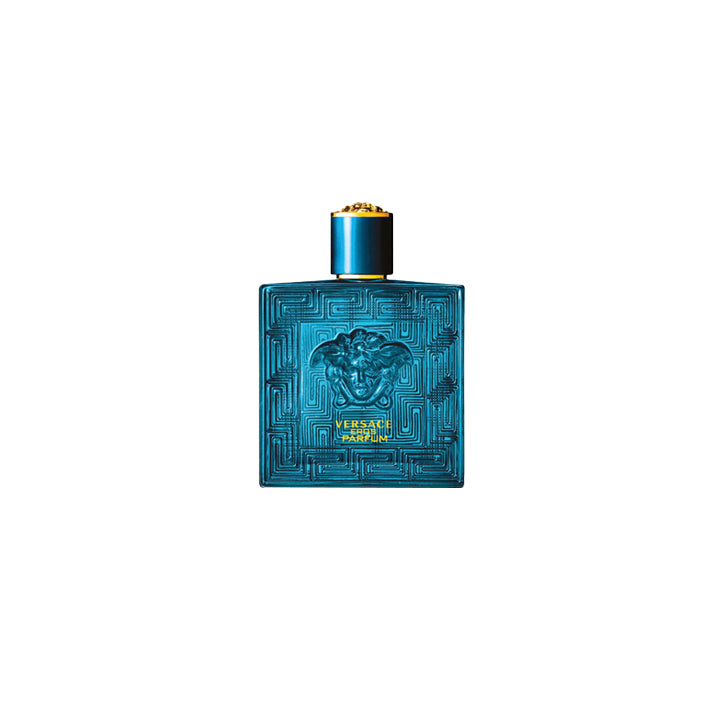 Eros Parfum luxury glass bottle with metallic accents