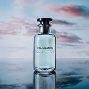 Louis Vuitton Imagination fragrance bottle elegantly displayed, promoting luxury perfume and exclusive scent.