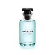 Louis Vuitton Imagination fragrance bottle elegantly displayed, promoting luxury perfume and exclusive scent.