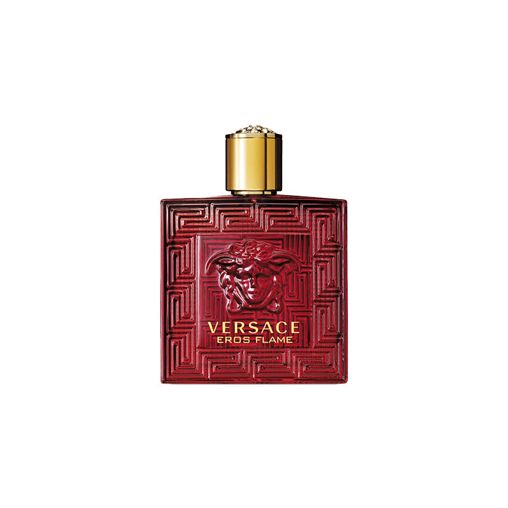 Versace Cross Flame EDP fiery red cologne with Medusa emblem